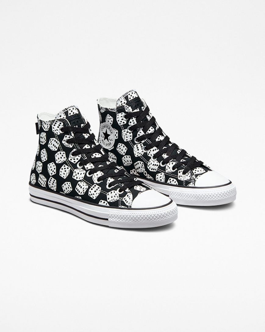 Zapatillas Skate Converse Chuck Taylor All Star Pro Dice Mujer Negras Blancas | PE 580PL7